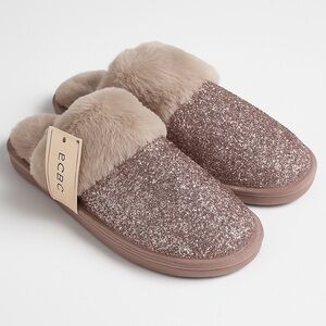 BCBGeneration Women’s Triaa Slippers Faux Fur Sequin Glitter Girlhoodcore NWT